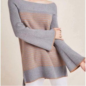 Anthropologie Elise Ribbed Striped Off The Shoulder Sweater Size Small